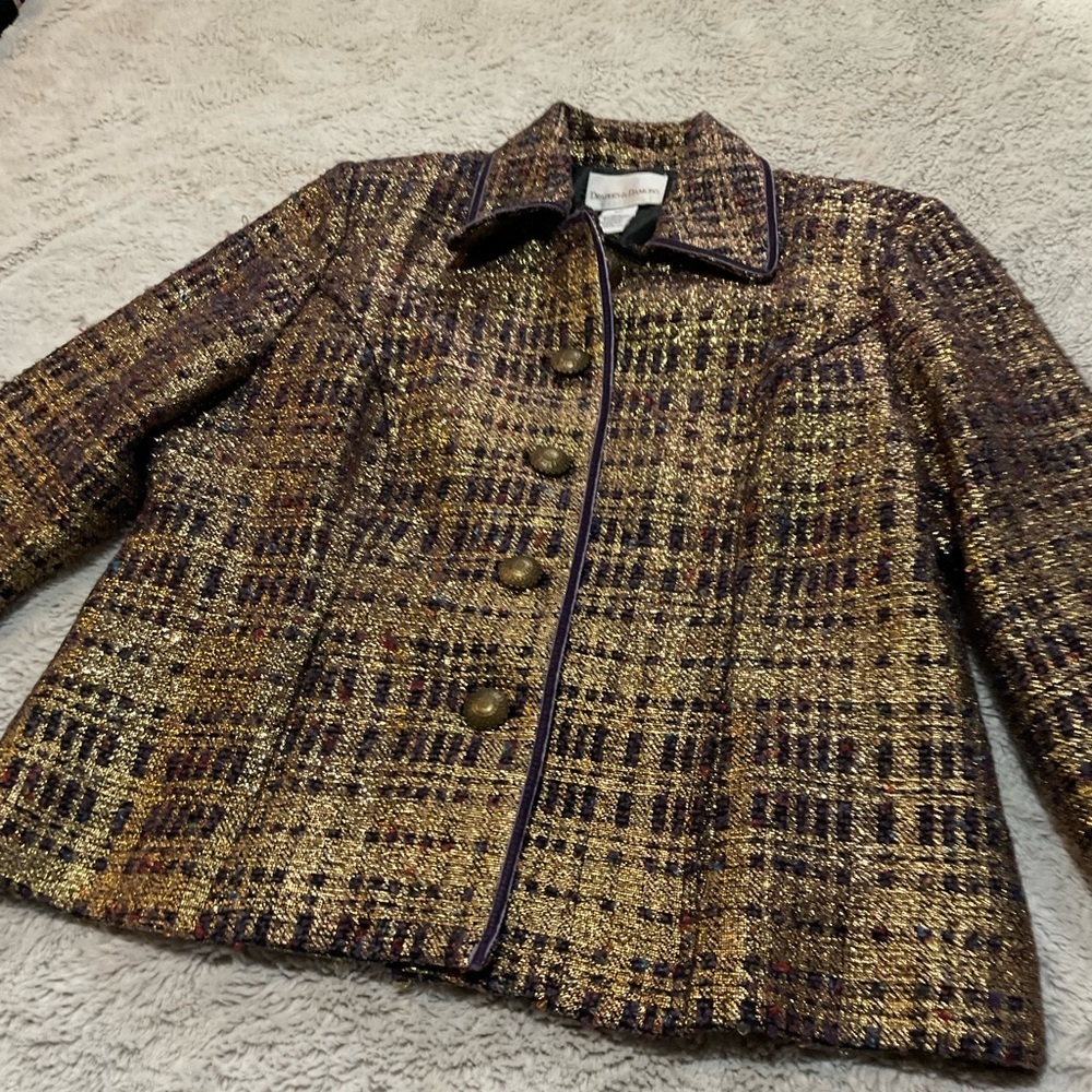 Drapers and Damons Blazer with Gold Metallic Threads & Velvet Trim Size PM